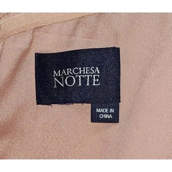 Marchesa Notte Women Red Pink Embroidery Tea Length Dress Off Shoulder Sz 6 2569 - Picture 8 of 16